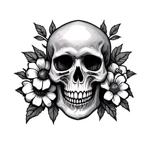 Skull An Flowers