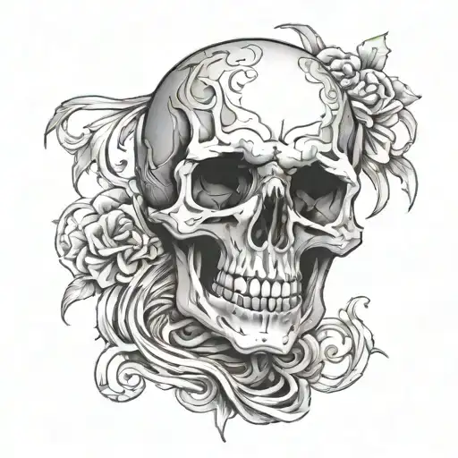 Skeleton Face And Chest Design