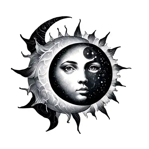 Sun And Moon Lines Connecting Various