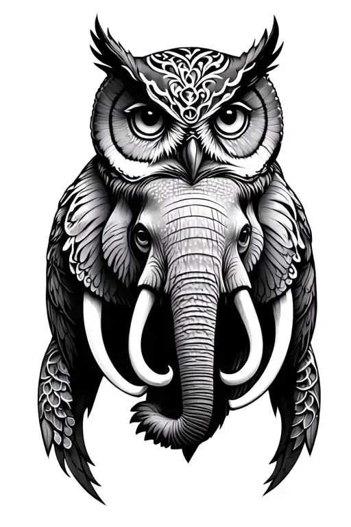 Owl And Elephant Adorned With Traditional