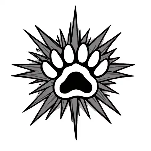 Tiny Paw Print In The Middle Of A Starburst