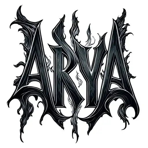 Arya Name With Letters On Top Of Each Other With Fine Letters