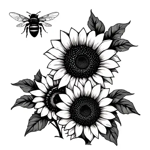 Honeycomb With Bees And Sunflower Tattoos Add 1 Family 8 Souls 7 To Protect