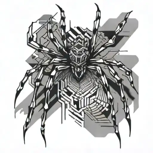 Spider Glitch Tattoo Style