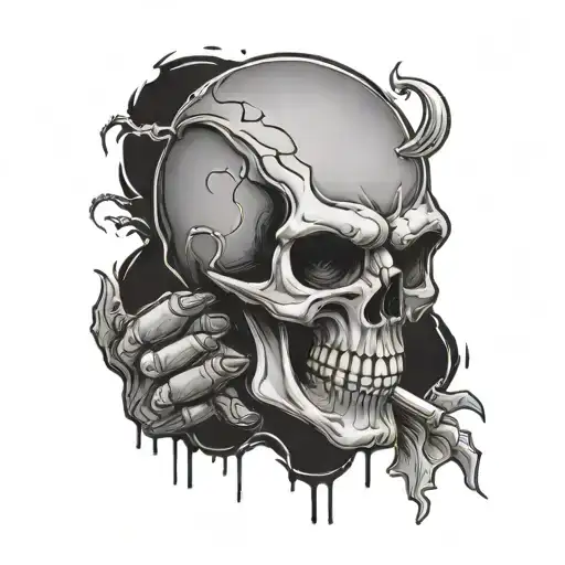 Skull With A Middle Finger