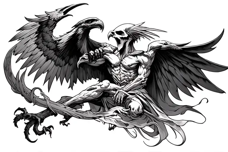 Griffin Battling Grim Reaper