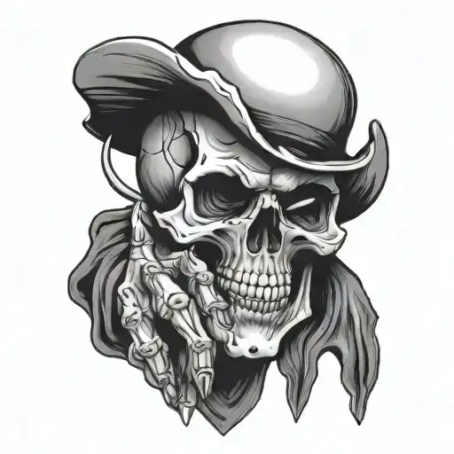 Skull Holding Up A Middle Finger