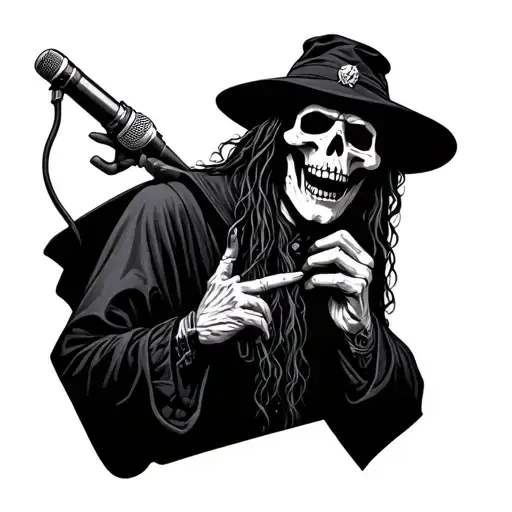Steve Tyler Grim Reaper Holding Microphone