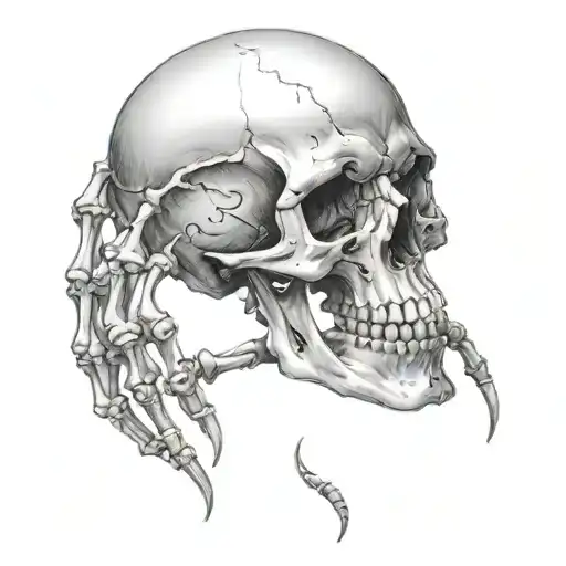 Skull Displaying His Skeleton Middle Finger