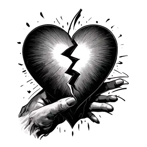 Around Line On Hand And Small Man Broken Heart