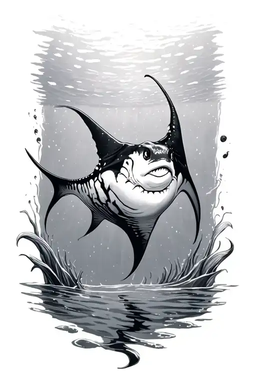 Manta Ray Gracefully Swimming