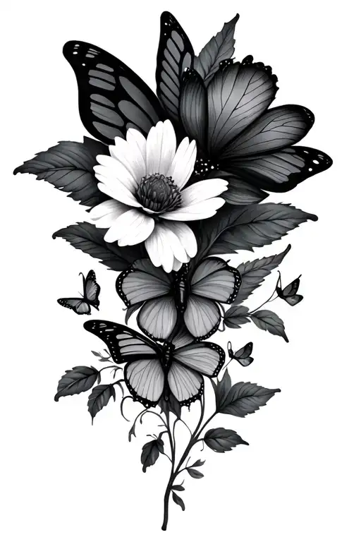 Butterflies And Flowers Going