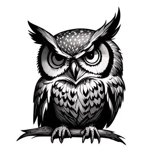 Owl With Open Horror Style