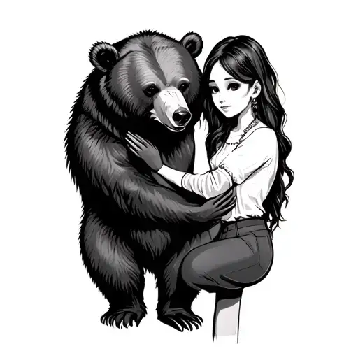 A Bear And A Girl Holding