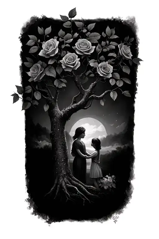 Rose Love Children And Tree