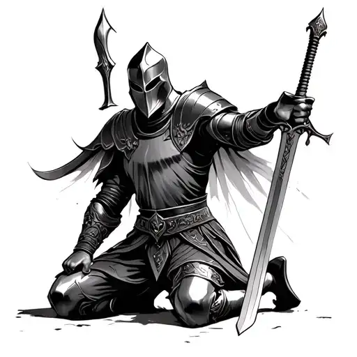 Kneeling Knight With A Sword