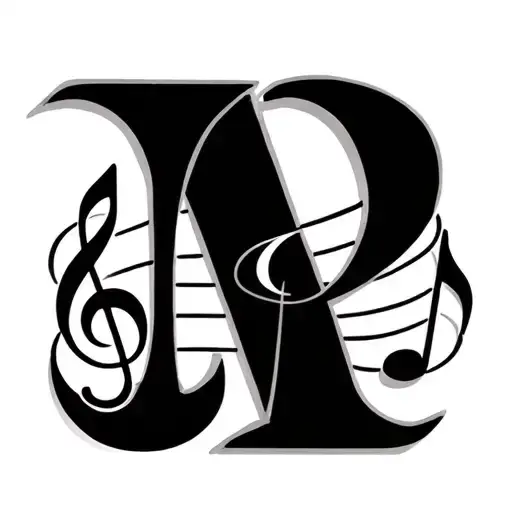 Letter M And Music Notes Intertwined