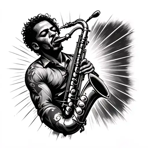 Saxophone With Healing Rays Coming Out And His