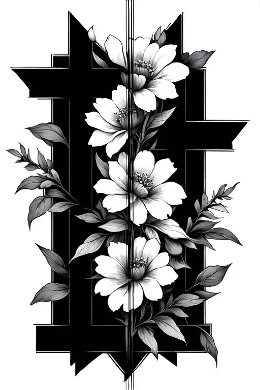 Patience Vertical With Lines Going Across To Look Like A Cross With Flowers