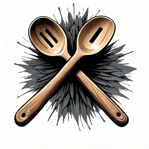 Wooden Spoon Criss Cross Spatula Crossed Over Each