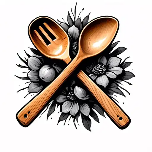 Wooden Spoon Criss Cross Spatula Crossed Over Each