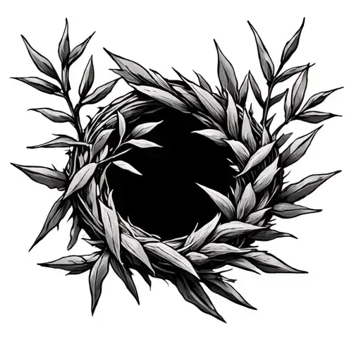 A Wreath On The Back With One Olive Branch And One Of Prickly Thorns