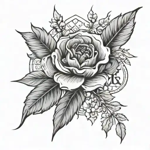 Roman Numerals With Cotton Flower