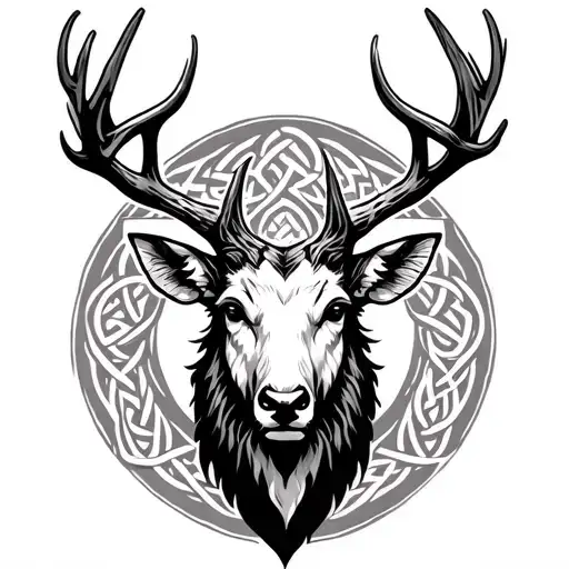 Odin In Celtic Deer Head