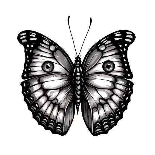 Butterfly With Eyes In Top Of Wings And Fingers Prints At The Bottom Wings