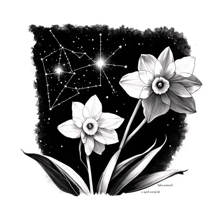 Paper White Narcissus And Southern Cross Star Constellation