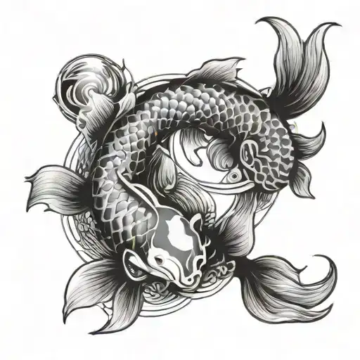 2 Beautiful Koi Fish Swimming Against Each Other Like Th Pisces Sign