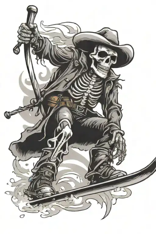 Cowboy Skeleton Skiing