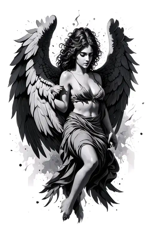 Fallen Angel Falling Angel With Feathers