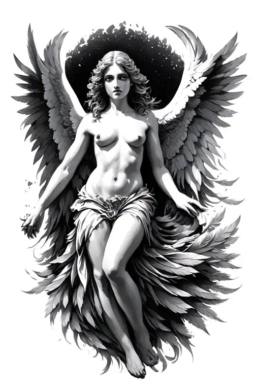 Fallen Angel Falling Angel With Feathers Stretched Out