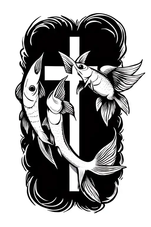 Christian Cross With Fish