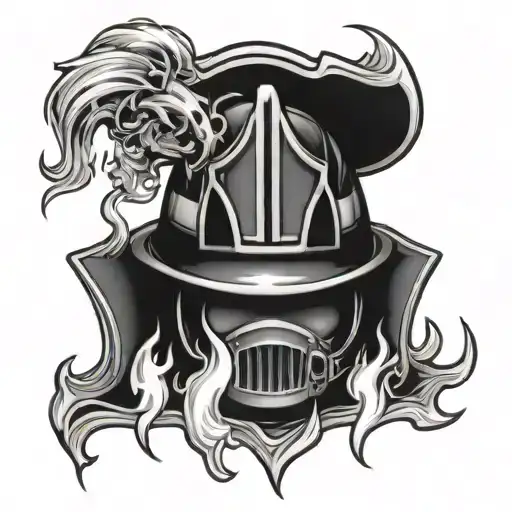 Firefighter Helmet Engulfed In Flames