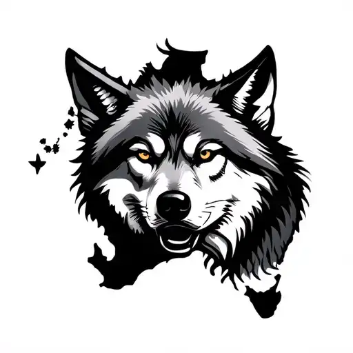 Combine Wolf China And Australia Map Togehter