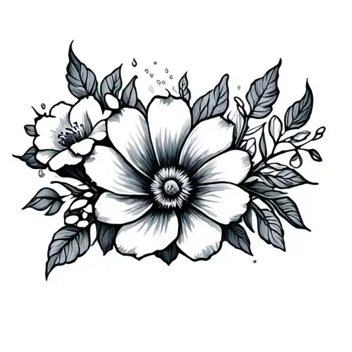 Flowers And Aquarius Symbol