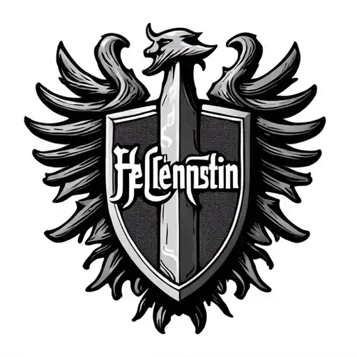 German Crest With The Word Helfenstein