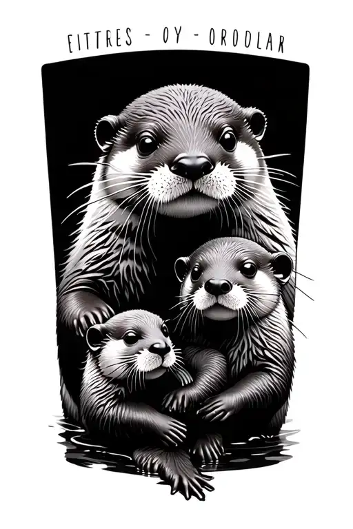 1 Otter Mom On 2 Otter Babies
