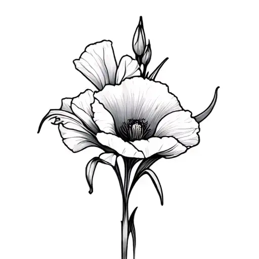 Gladiolus And Poppy Flower