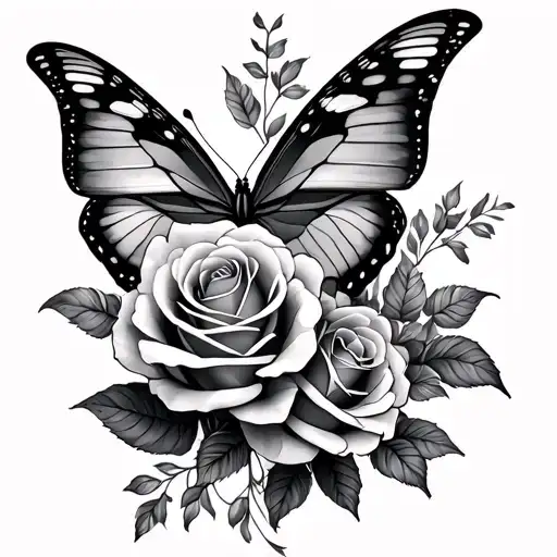 Half Sleeve Classy Feminine Roses Butterfly