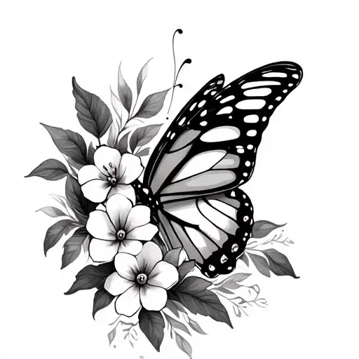 Half Sleeve Classy Feminine Flowers Butterfly