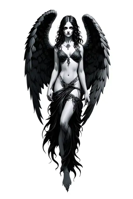 Goth Angel With Spread Wings Spread Wide