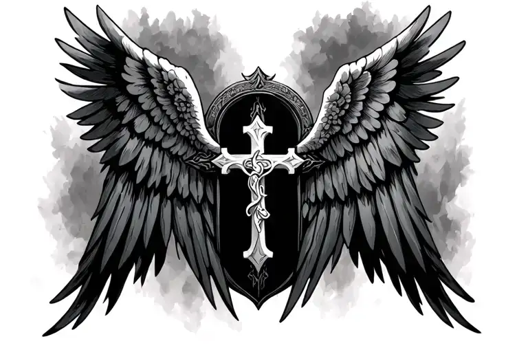 Holy Cross With Back Cover Wings Spread Wide