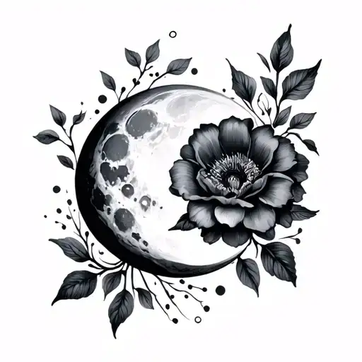 Flowers And Moon