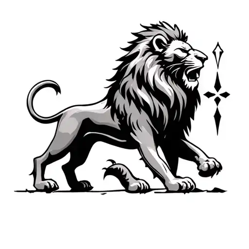 Lion And Viking Style And Bdsm Symbol Combined