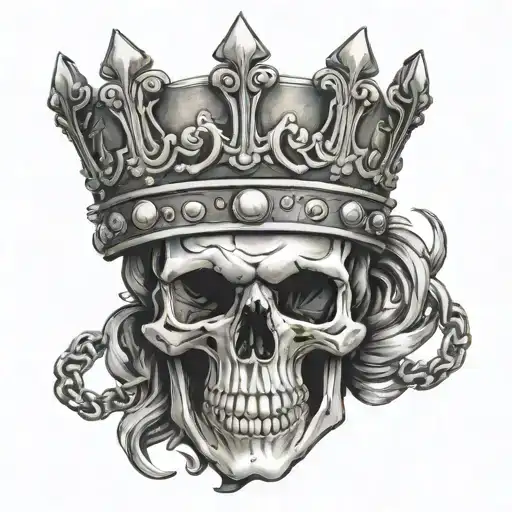 Skull Wearing Crown And Chain