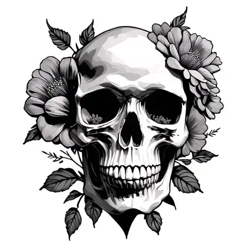 Flowers And Skull
