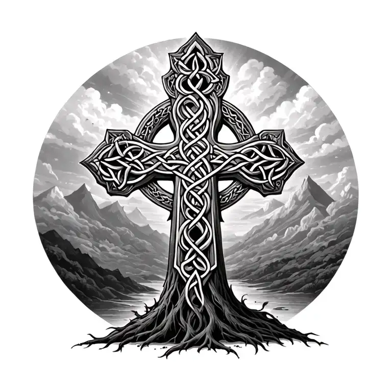 Tree With Celtic Cross